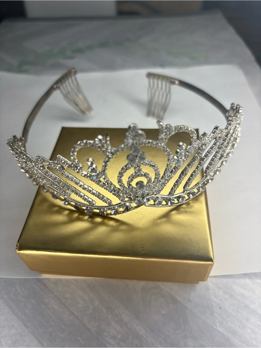 Silver Rhinestone Tiara Headband - Elegant Women’s Hair Accessory
